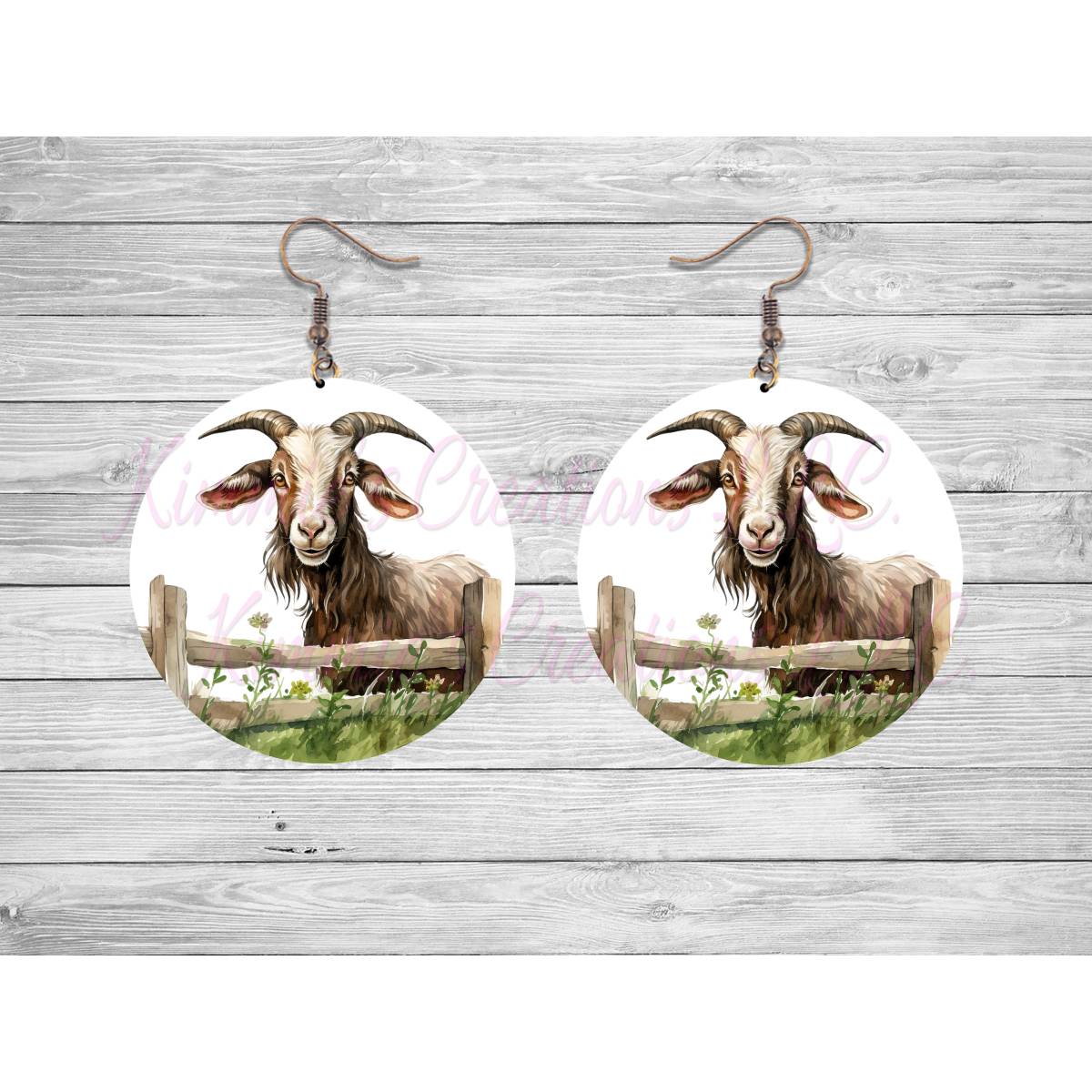 Goats on a Fence Round Earrings