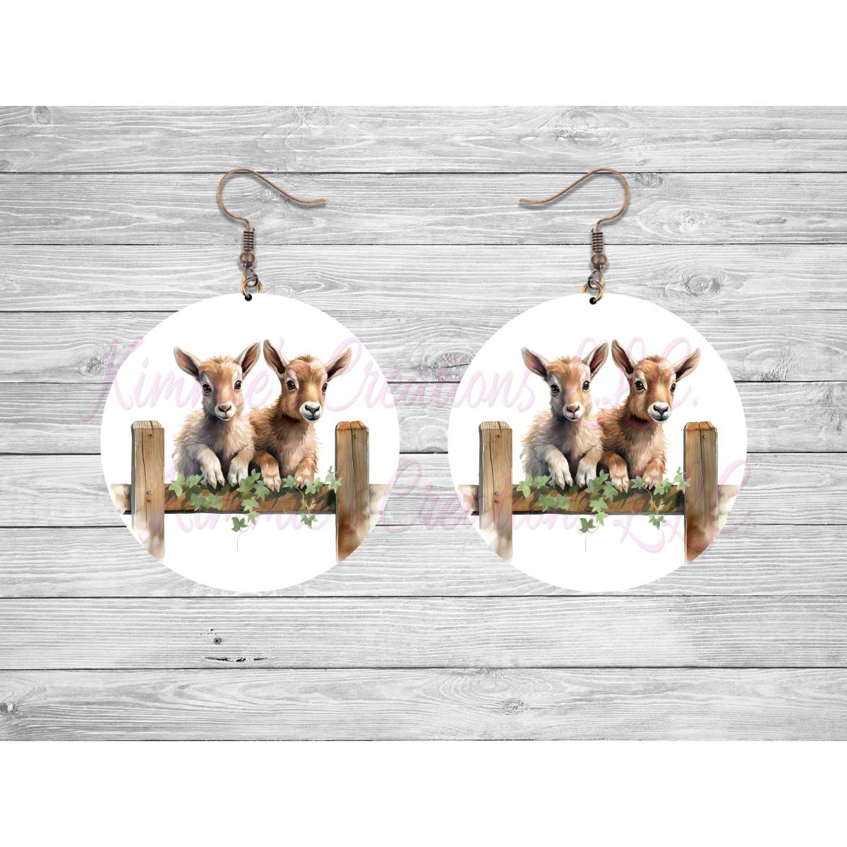 Goats on a Fence Round Earrings