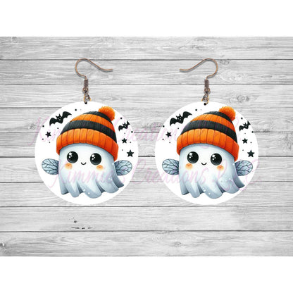 Funny Halloween Ghosts Round Earrings - 01 - jewelry