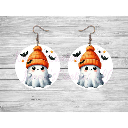 Funny Halloween Ghosts Round Earrings - 03 - jewelry