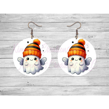 Funny Halloween Ghosts Round Earrings - 04 - jewelry