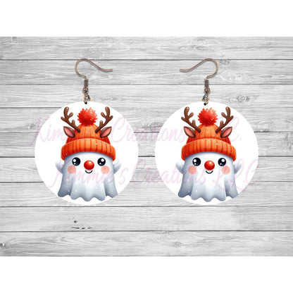 Funny Halloween Ghosts Round Earrings - 05 - jewelry
