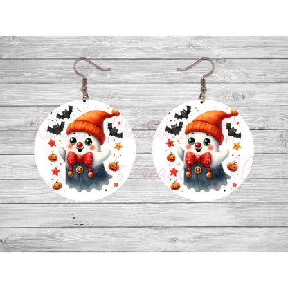 Funny Halloween Ghosts Round Earrings - 09 - jewelry