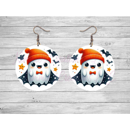 Funny Halloween Ghosts Round Earrings - 11 - jewelry