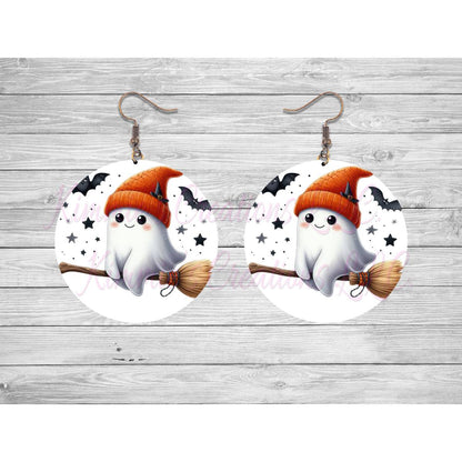 Funny Halloween Ghosts Round Earrings - 12 - jewelry
