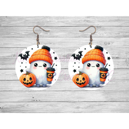 Funny Halloween Ghosts Round Earrings - 15 - jewelry
