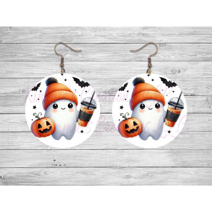 Funny Halloween Ghosts Round Earrings - 16 - jewelry