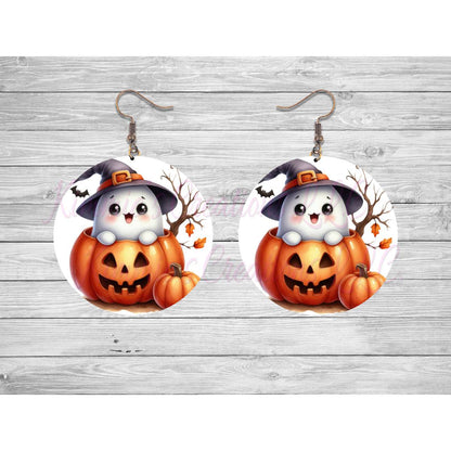 Funny Halloween Ghosts Round Earrings - 21 - jewelry