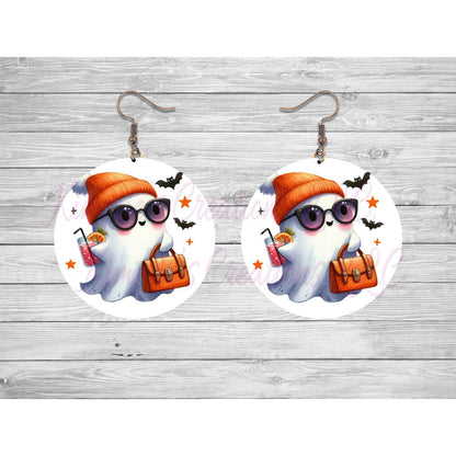 Funny Halloween Ghosts Round Earrings - 23 - jewelry
