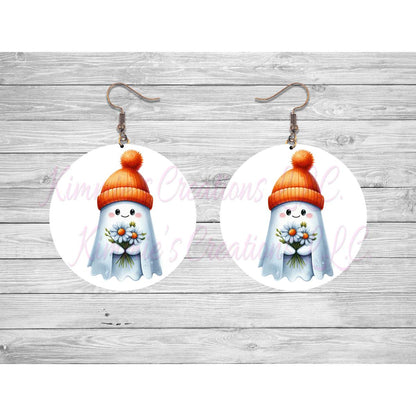 Funny Halloween Ghosts Round Earrings - 25 - jewelry