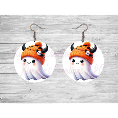 Funny Halloween Ghosts Round Earrings - 29 - jewelry