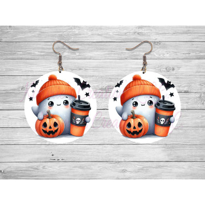 Funny Halloween Ghosts Round Earrings - 30 - jewelry