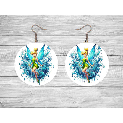 Tinkerbell Fairy Round Earrings - jewelry