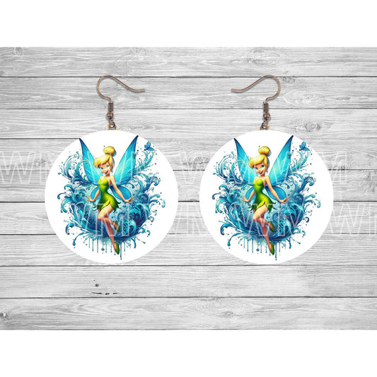 Tinkerbell Fairy Round Earrings - Kimmie's Creations L.L.C.