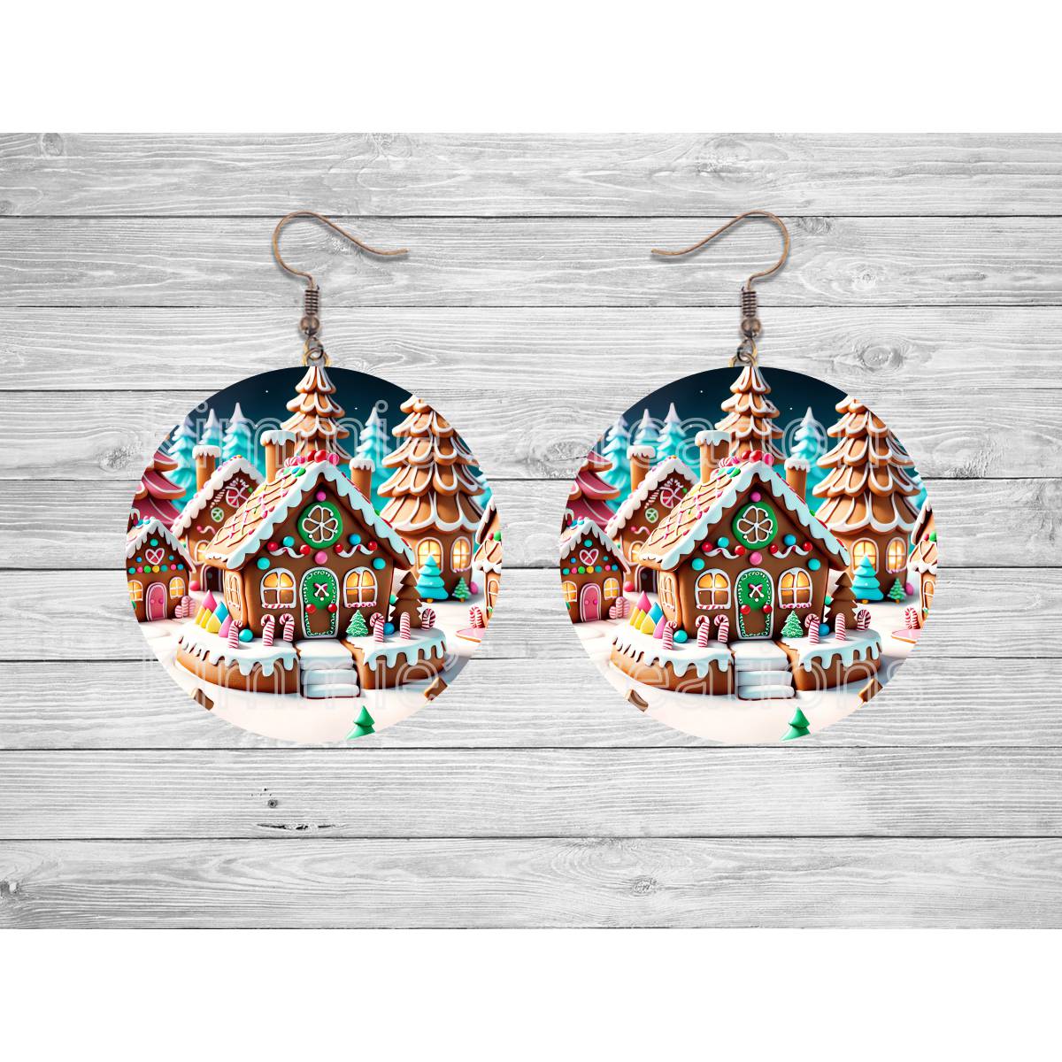 Gingerbread House 3D Round Earrings - Kimmie's Creations L.L.C.