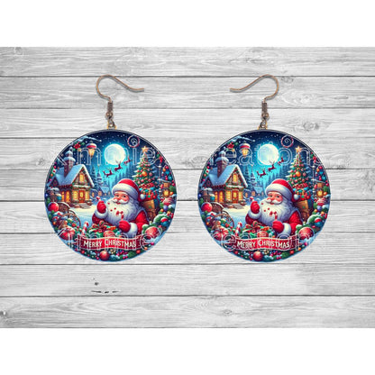 Santa Village Round Earrings - jewelry