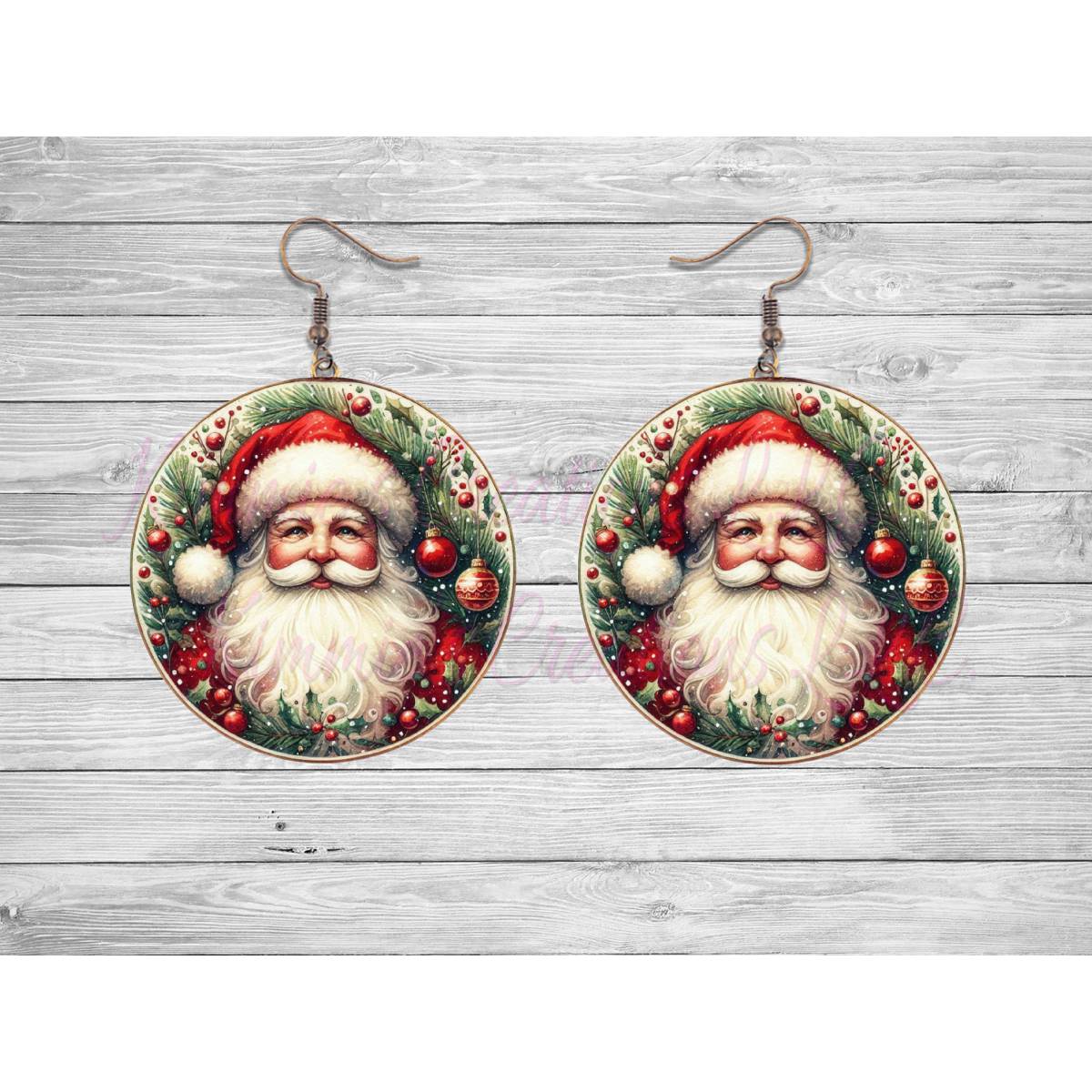 Classic Santa Round Earrings - Kimmie's Creations L.L.C.