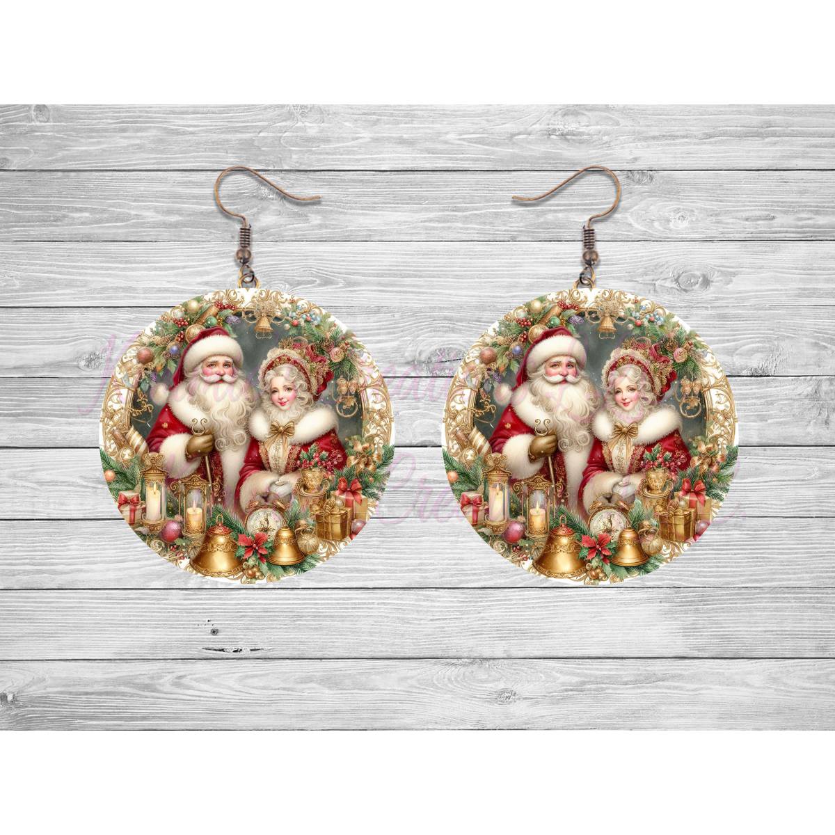 Classic Mr. and Mrs. Claus Round Earrings - Kimmie's Creations L.L.C.