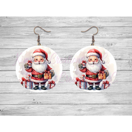 Santa with Gifts Round Earrings - Kimmie's Creations L.L.C.