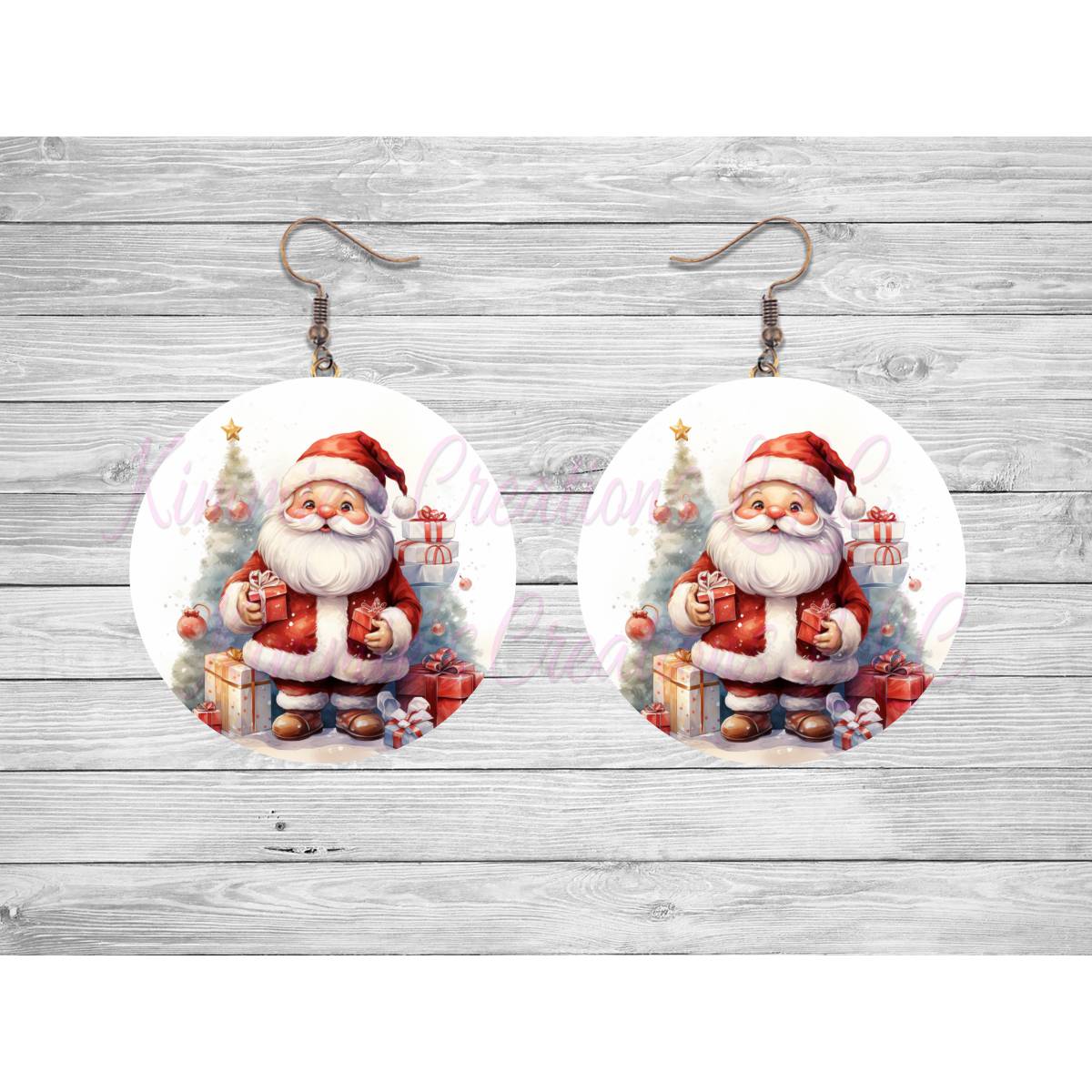 Santa with Gifts Round Earrings - Kimmie's Creations L.L.C.