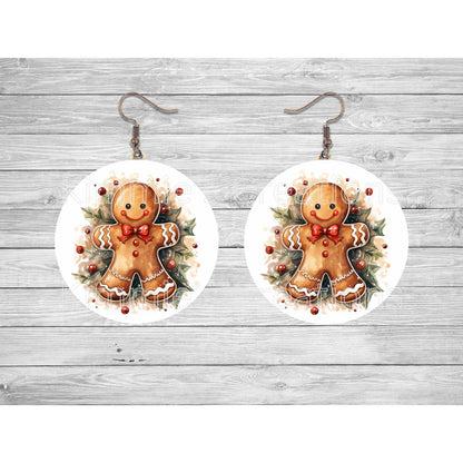 Gingerbread Man Round Earrings - 03 - jewelry