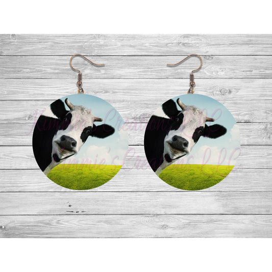 Silly Cow Round Earrings - Kimmie's Creations L.L.C.