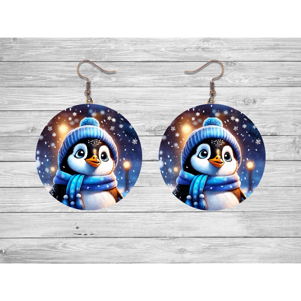 Winter Penguin Round Earrings - Kimmie's Creations L.L.C.