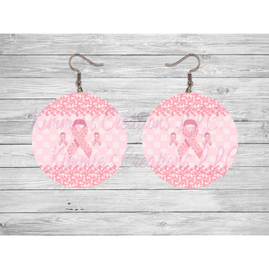 Breast Cancer Awareness Round Earrings - Kimmie's Creations L.L.C.