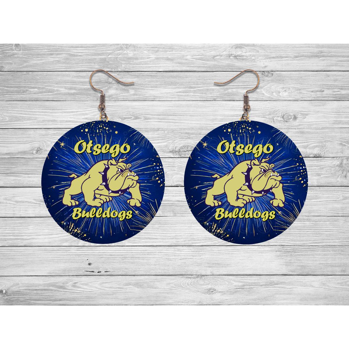 Otsego Bulldogs Round Earrings - Kimmie's Creations L.L.C.