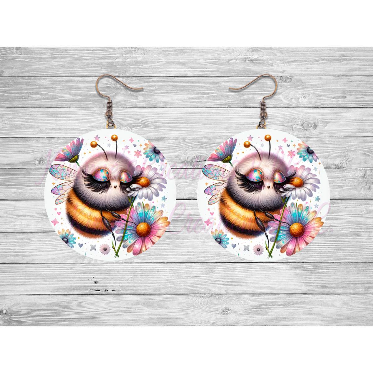 Cute Honeybee Round Earrings - Kimmie's Creations L.L.C.