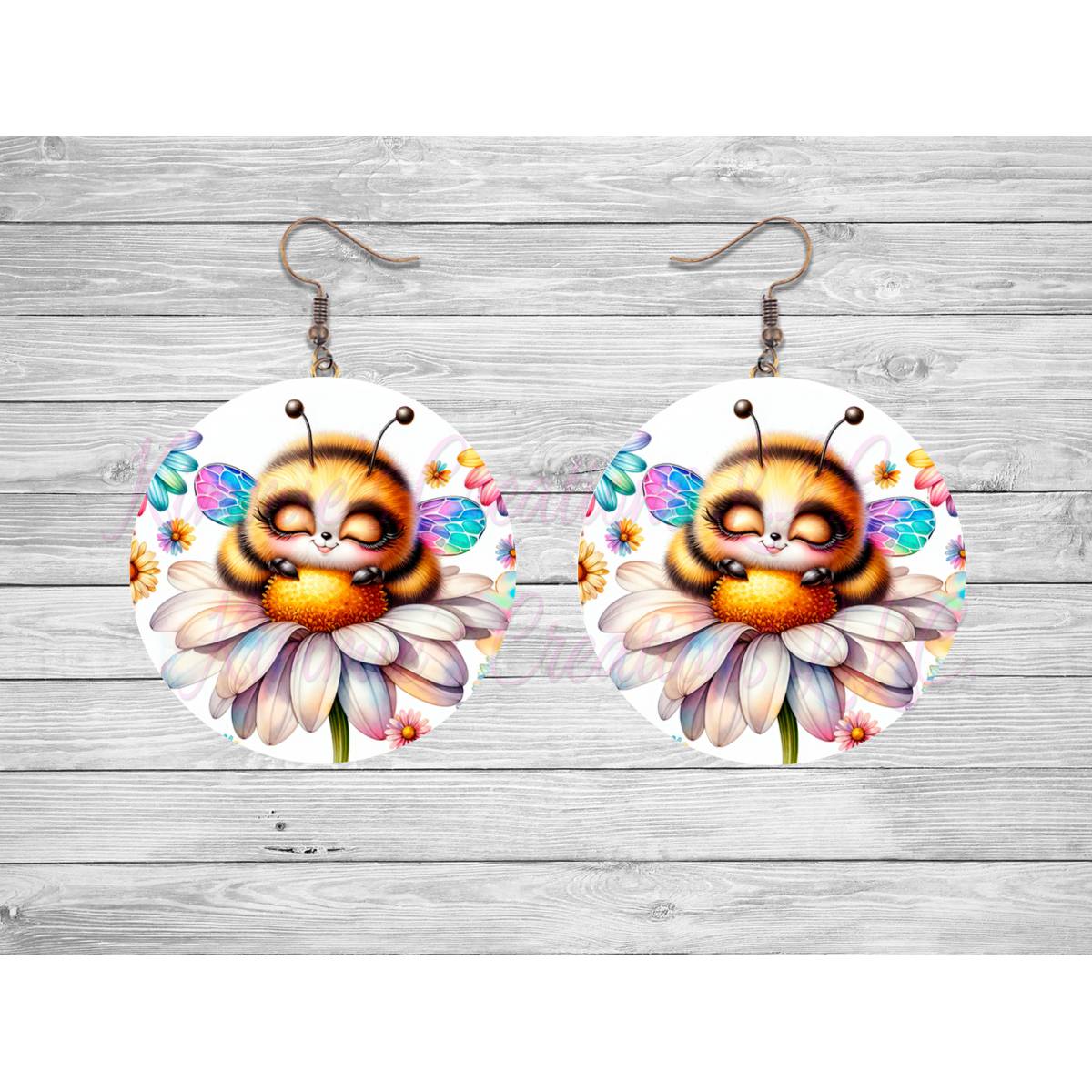 Cute Honeybee Round Earrings - Kimmie's Creations L.L.C.