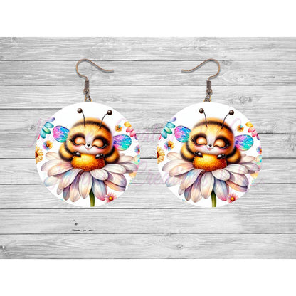 Cute Honeybee Round Earrings - 05 - jewelry