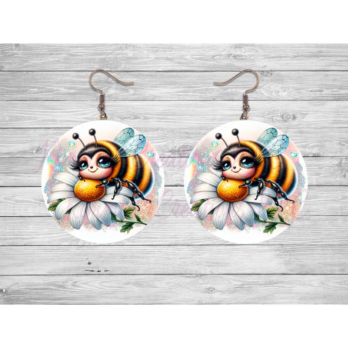 Cute Honeybee Round Earrings - Kimmie's Creations L.L.C.