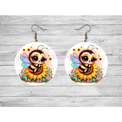 Cute Honeybee Round Earrings - 09 - jewelry
