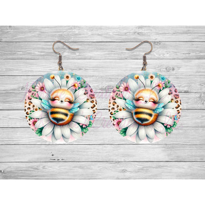 Cute Honeybee Round Earrings - 11 - jewelry