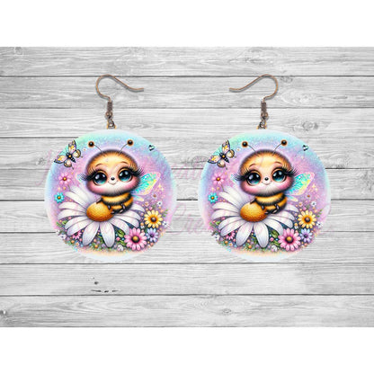 Cute Honeybee Round Earrings - 13 - jewelry