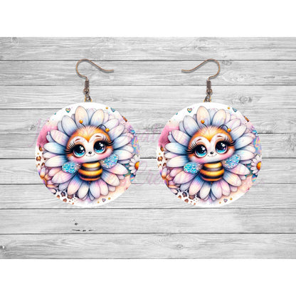 Cute Honeybee Round Earrings - 16 - jewelry