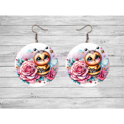 Cute Honeybee Round Earrings - 17 - jewelry