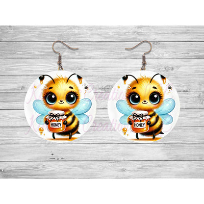 Cute Honeybee Round Earrings - 20 - jewelry