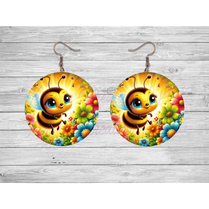 Cute Honeybee Round Earrings - 22 - jewelry