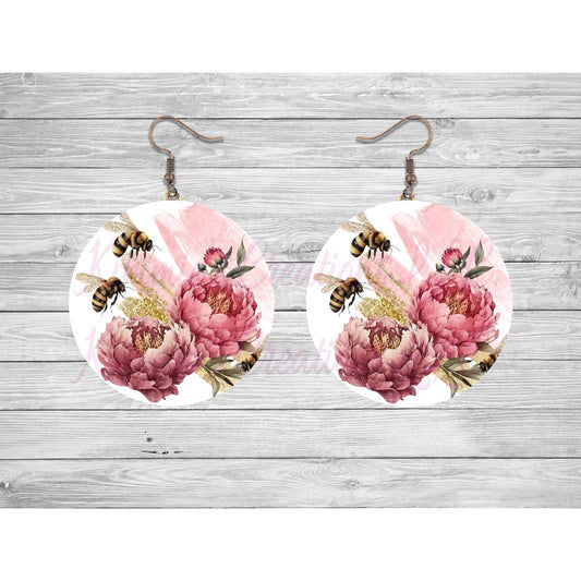 Bees & Roses Round Earrings - Kimmie's Creations L.L.C.