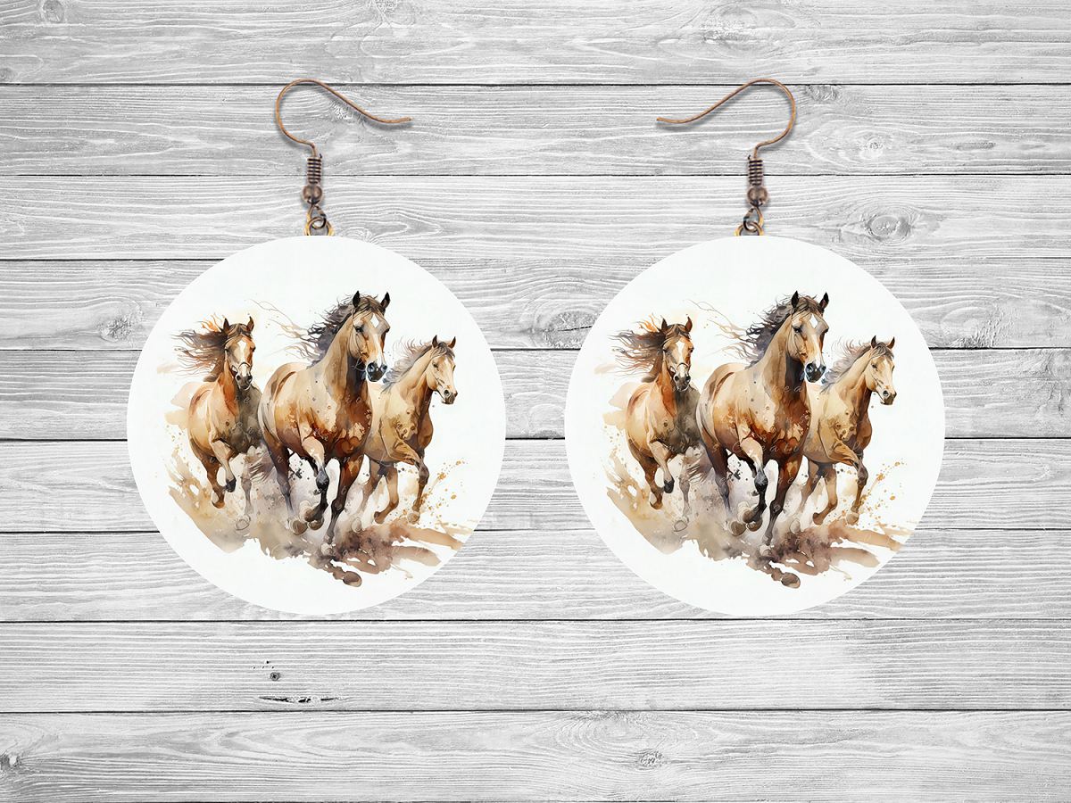 Wild Horses Round Earrings