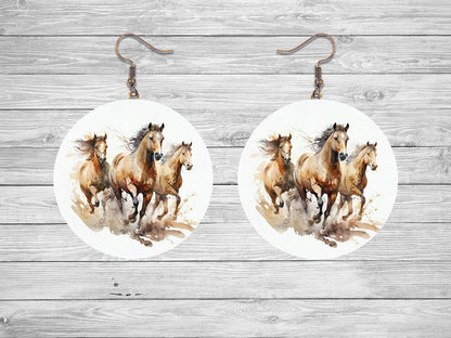 Wild Horses Round Earrings