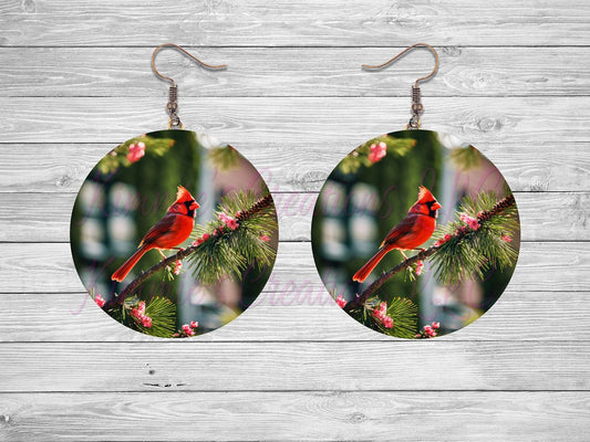 Spring Cardinal Round Earrings