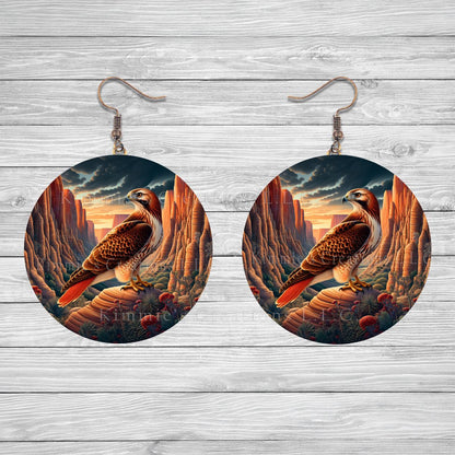 Red Tail Hawk Earrings - Hypoallergenic Jewelry
