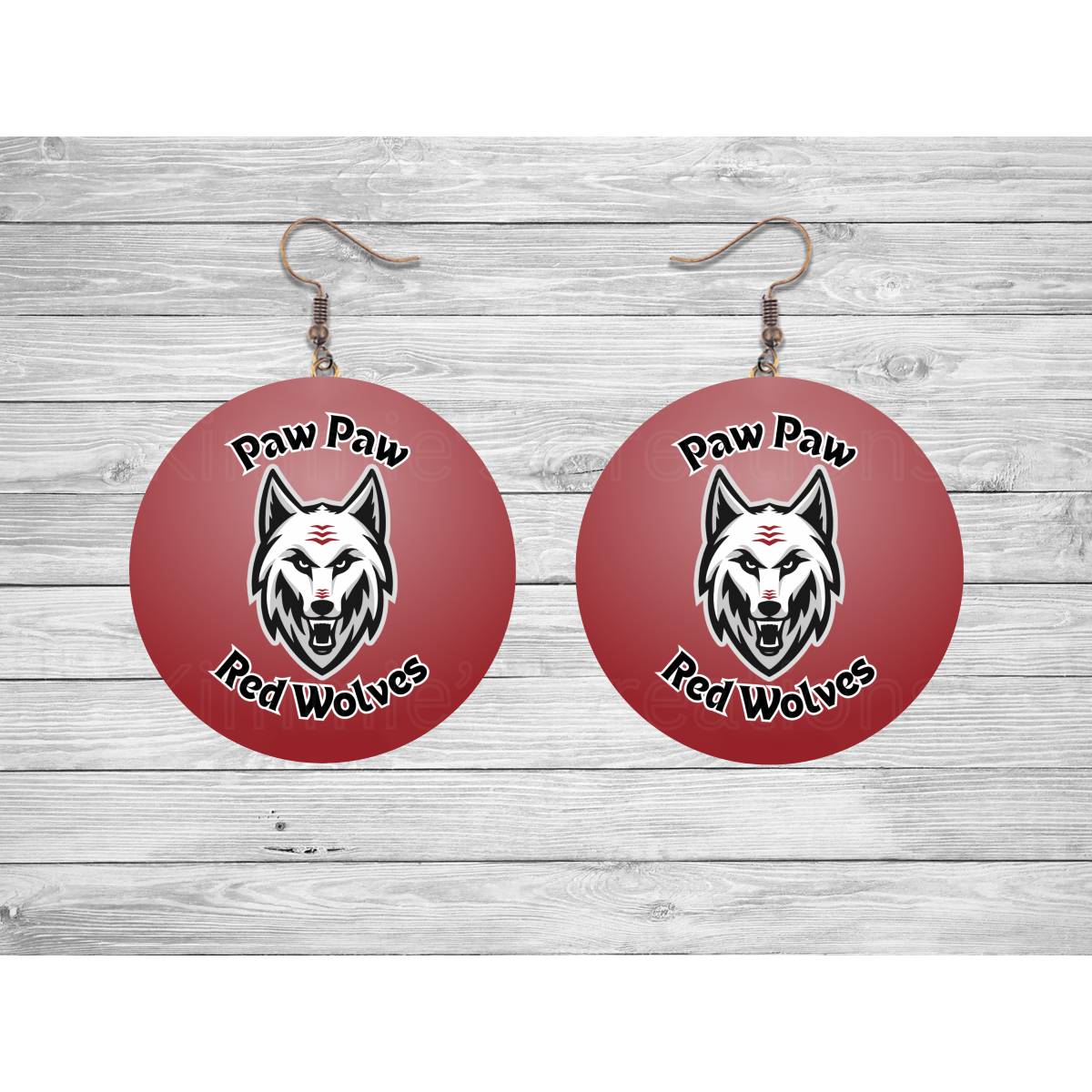 Paw Paw Red Wolves Round Earrings - Kimmie's Creations L.L.C.