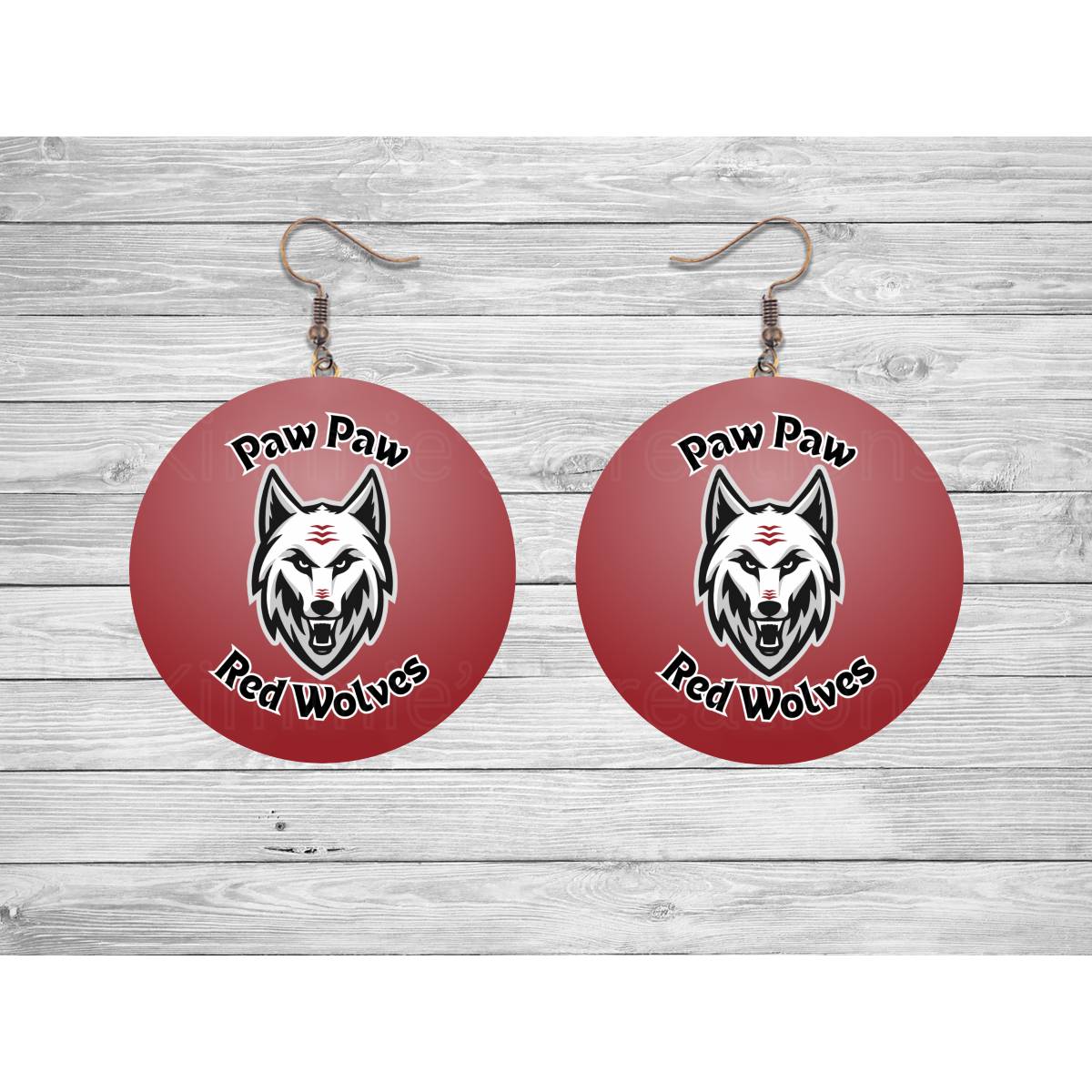 Paw Red Wolves Round Earrings - jewelry