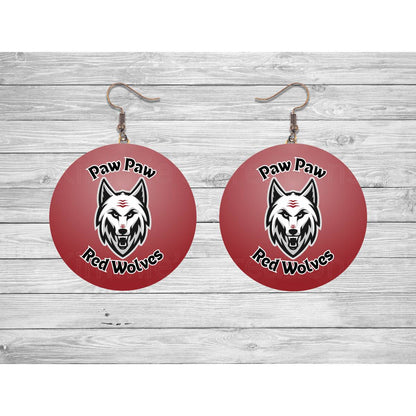 Paw Red Wolves Round Earrings - jewelry