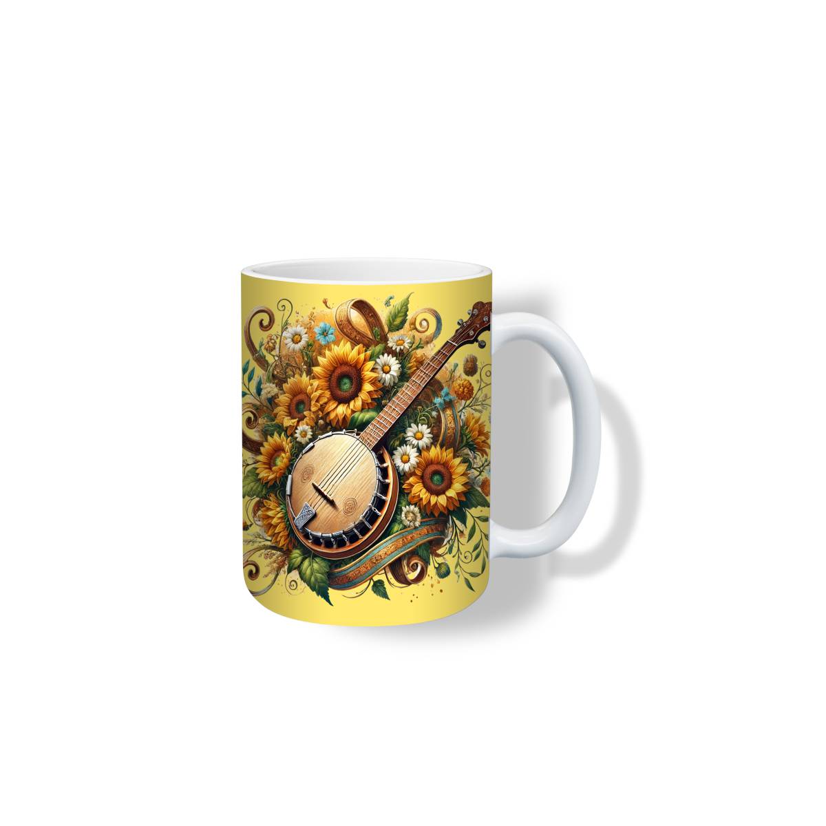 Banjo on Floral Background Mug - Kimmie's Creations L.L.C.