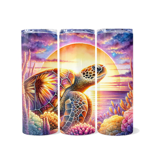 Turtle Sunset Dual Opening Skinny Tumbler